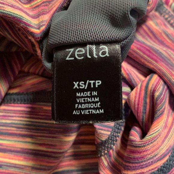 ZELLA pink multicolor striped yoga leggings XS full length compression like new - Picture 7 of 11
